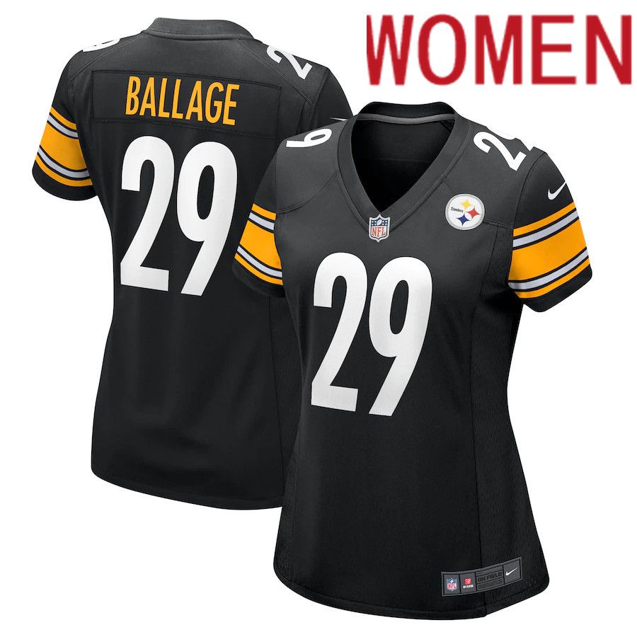 Women Pittsburgh Steelers #29 Kalen Ballage Nike Black Game NFL Jersey->women nfl jersey->Women Jersey